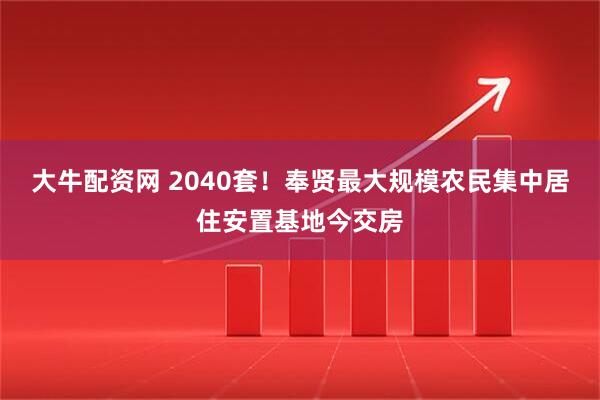 大牛配资网 2040套！奉贤最大规模农民集中居住安置基地今交房