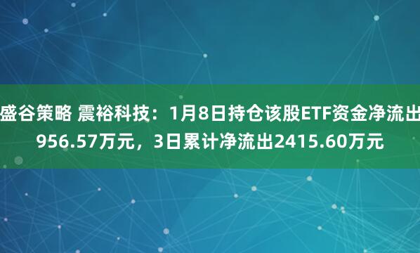 盛谷策略 震裕科技：1月8日持仓该股ETF资金净流出956.57万元，3日累计净流出2415.60万元